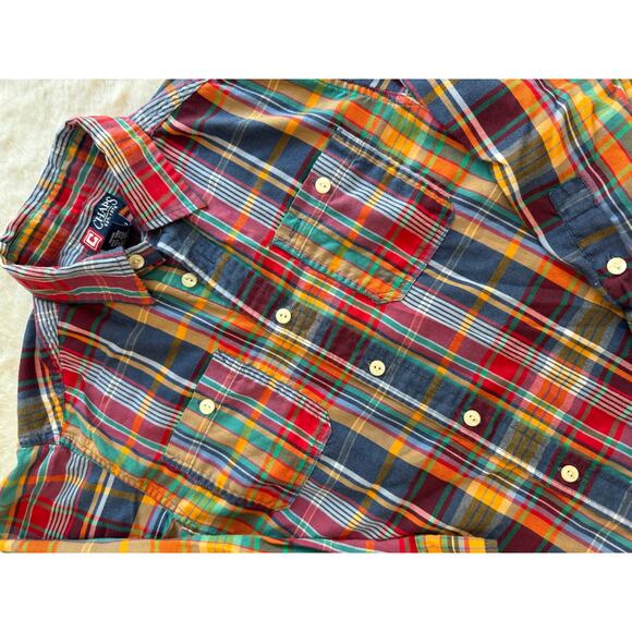 CHAPS Boys Multicolored Plaid Button Up Shirt Size Medium 10-12 SOFT - Picture 6 of 7